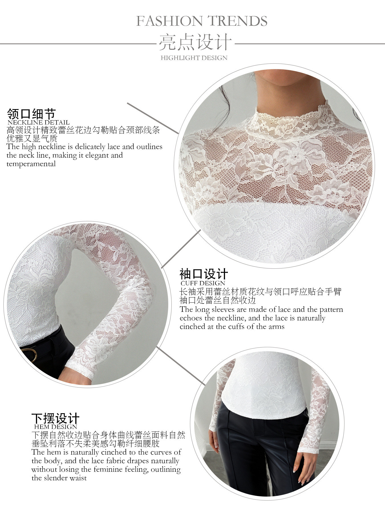 Womens Floral Lace Top Sexy See-Through Shirt Female O Neck Basic Blouse